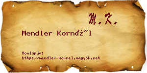 Mendler Kornél névjegykártya